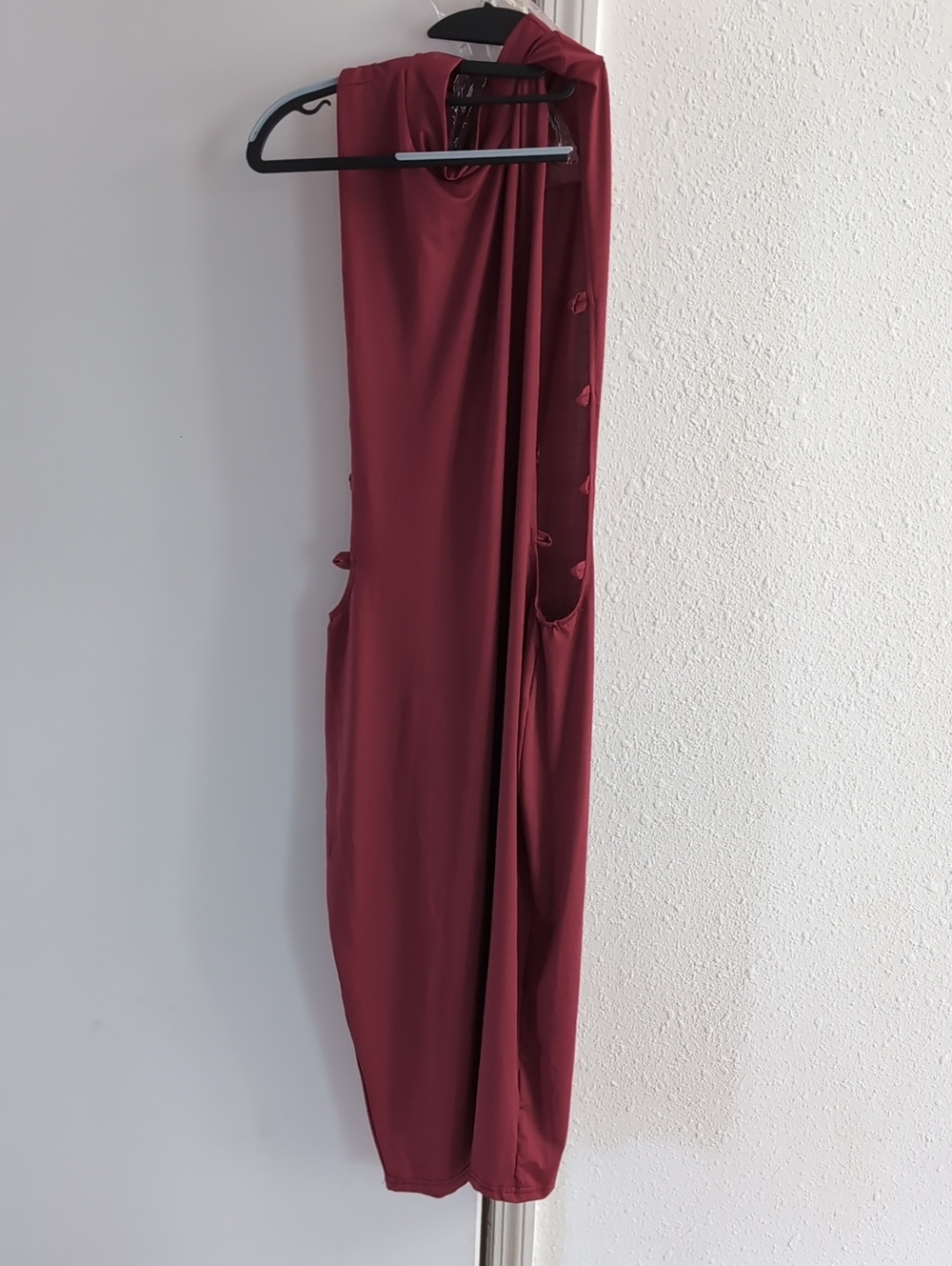 Sleeveless Draped Maxi Dress in Deep Wine